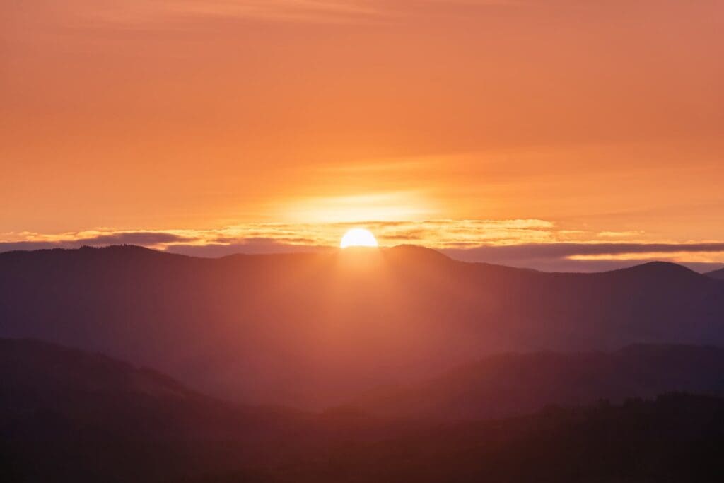 Sunrise over a mountainscape